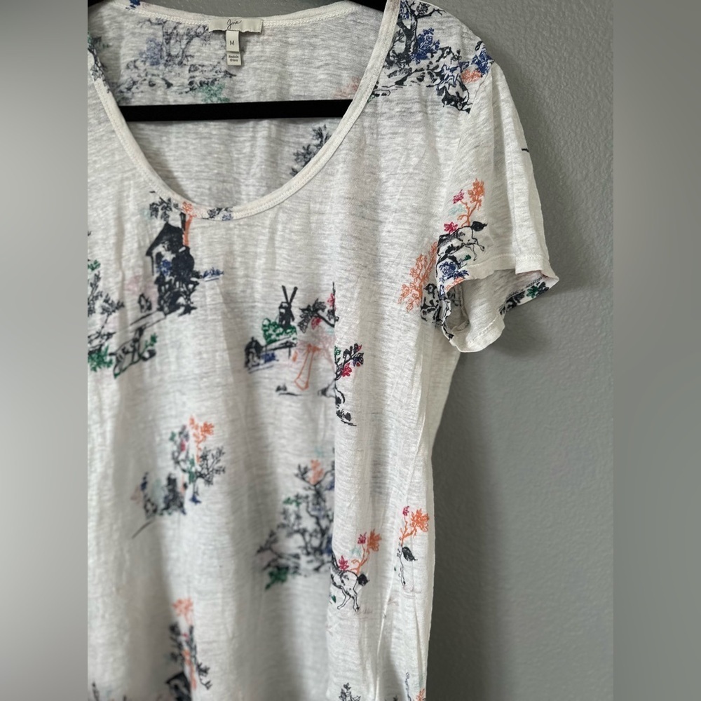 Joie Women’s Patterned Scoop Neck Short Sleeve Top Tee. Size: Medium. - Picture 6 of 13